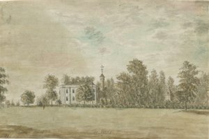 Statfold Hall: akvarellmålning, nd [1762-1802] av Stebbing Shaw