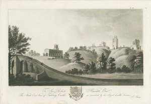 Tutbury Castle - North East View: akvatintgravyr, nd [c 1798] (tryck) av Stebbing Shaw