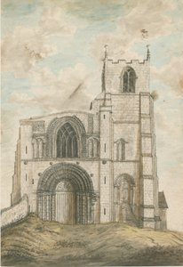 Tutbury Priory Church: akvarellmålning, nd [1762-1802] av Stebbing Shaw