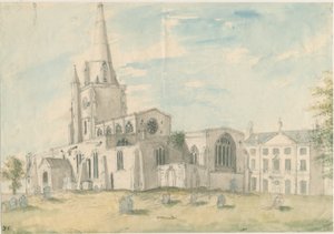 Uttoxeter Church [Gammal]: akvarellmålning, nd [1794]