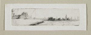 Litet landskap med avlägsen by av Stefan Juliusz Norblin de la Gourdaine
