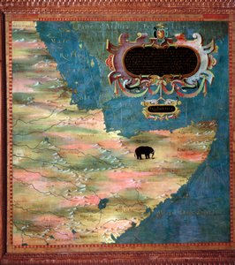 Östafrika (Somalia och Etiopien) Karta gjord av Stefano Bonsignori (? -1589) italiensk kosmograf och målare. Omkring 1581. Florens, Palazzo Vecchio, Sala del Mappamondo