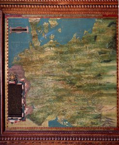 Tysklandskort gjort av Stefano Bonsignori (? -1589) italiensk kosmograf och målare. Omkring 1581. Florens, Palazzo Vecchio, Sala del Mappamondo