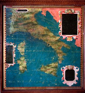 Italien och Korsika-kort gjort av Stefano Bonsignori (? -1589) italiensk kosmograf och målare. Omkring 1581. Florens, Palazzo Vecchio, Sala del Mappamondo