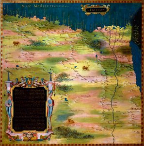 Karta över Egypten av Stefano Bonsignori (Buonsignori) (död 1589) 1581 Målning av skåpen i rummet med geografiska kartor. Palazzo Vecchio, Sala del Mappamondo Florens