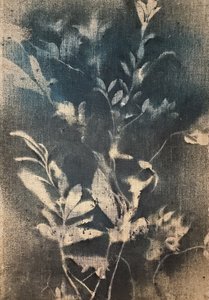 Eteriska blå botaniska motiv