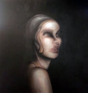 Surrealistiskt kvinnoporträtt