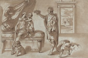 Mars erbjuder en blomsterkrans till Venus, 1760-90.