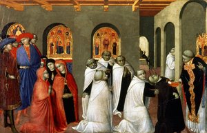 Det heliga sakramentets mirakel, från predella av den heliga eukaristins altare, 1423 (tempera på panel)