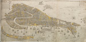 Sann och verklig teckning av staden Venetia. Panorama över Venedig, 1676. av Stefano Scolari
