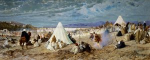 Firande av Mohammed i Tanger, målning av Stefano Ussi (1822-1901), olja på duk, 48, 5x117, 5 cm