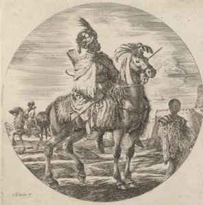 En svart ryttare. av Stefano della Bella