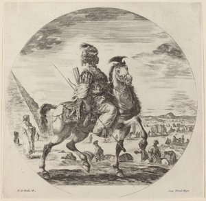 En svart ryttare. av Stefano della Bella