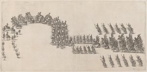 En procession av sextio kavaljerer och fackelbärare, 1652. av Stefano della Bella