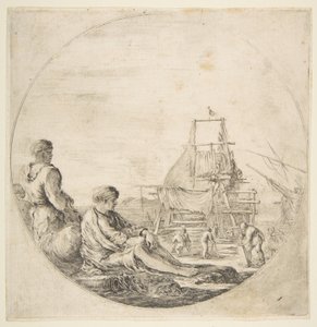 En sittande vit sjöman, en stående svart sjöman, ca. 1660. av Stefano della Bella