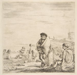 En stående sjöman pratar med en sittande Levantine, ca. 1660. av Stefano della Bella