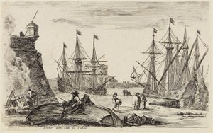 Vy över havshamnar (Vues de ports de mer): Utsikt över en del av hamnen i Calais av Stefano della Bella