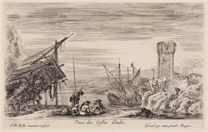 Vyerna över havshamnar (Vues de ports de mer): Utsikt över den italienska kusten av Stefano della Bella