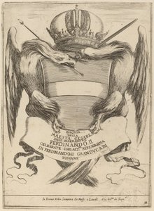 Vapen med en dedikation till storhertig Ferdinand II av Stefano della Bella
