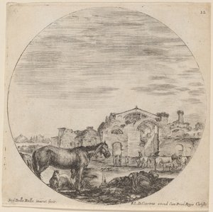 Bad av Diocletianus och Shepherd Sleeping av Stefano della Bella