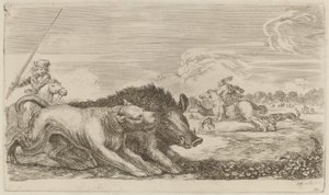 Galt jagad av en hund. av Stefano della Bella