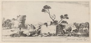 Campagna-scen med artistskisser, i eller före 1647. av Stefano della Bella