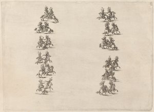 Kavaljerer slåss i två kolumner, 1652. av Stefano della Bella