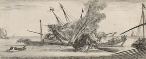 Combat Naval (etsning på lagt papper) av Stefano della Bella