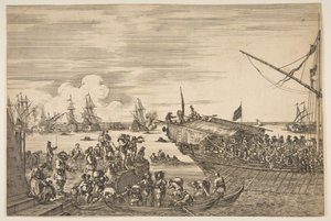 Avgång från ett pentry i Livornos hamn, från Views of Livornos hamn ..., 1654-55. av Stefano della Bella