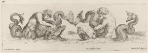 Delfiner och tritoner av Stefano della Bella