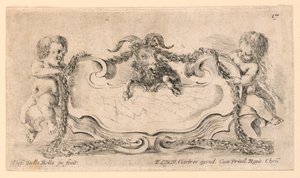 Escutcheon, nr. 17 från "Samling av olika nycker och nio uppfinningar av mappar och prydnadsföremål" av Stefano della Bella