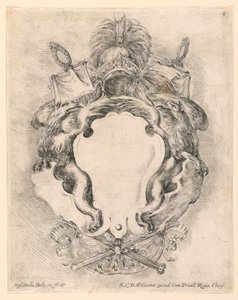 Escutcheon, nr. 4 från "Samling av olika infall och nio uppfinningar av mappar och prydnadsföremål" av Stefano della Bella
