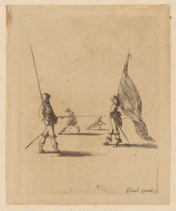 Fanförare och tre pikenerare av Stefano della Bella