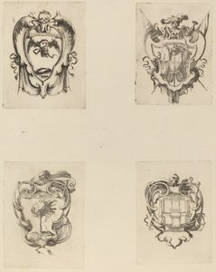 Fyra emblem för prins Francesco de Medicis begravning. av Stefano della Bella