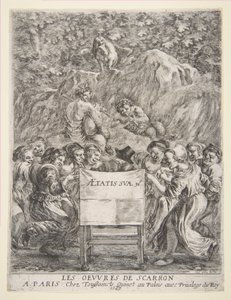 Frontispice för Les Oeuvres de Scarron, 1649. av Stefano della Bella