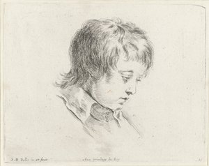 Huvudet av en ung man, tittar ner till höger Grunderna i ritning (serietitel) I principii del disegno (serietitel) av Stefano della Bella