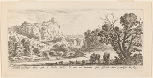 Landskap med vattenfall, 1641. av Stefano della Bella