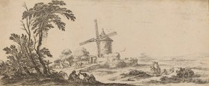 Landskap med väderkvarn, i eller före 1647. av Stefano della Bella