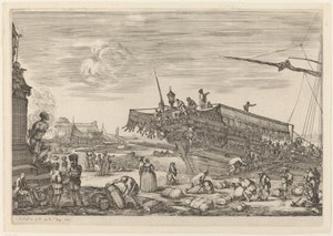 Att lasta ett fartyg, förmodligen c. 16541655. av Stefano della Bella