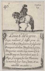 Louis 6.-e dit le gros Sage, vaillant..., från Game of the Kings of France Jeu des Ro..., 1644. av Stefano della Bella