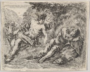 Mercury and Argos, från Game of Mythology Jeu de la Mythologie, 1644. av Stefano della Bella