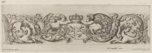 Prydnadsfris med bokstaven L Ludvig XIV, troligen 1648. av Stefano della Bella