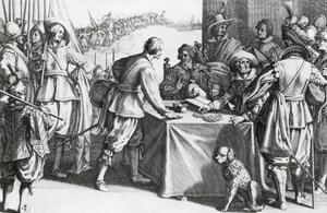 Betalande legosoldater, gravyr av Stefano della Bella (1610-1664) av Stefano della Bella