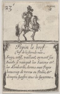 Pepin den korta chefen för det andra loppet..., från Game of the Kings of France Jeu des Ro..., 1644. av Stefano della Bella