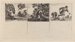 Perseus och Andromeda, Cephalus och Procris, Hippomene och Atalantus, 1644. av Stefano della Bella