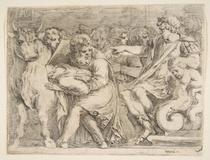 Phalaris har Perillus kastat i bronstjuren, 1600-talet. av Stefano della Bella