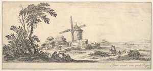 Tavla 10: en familj i mitten av förgrunden, olika figurer och hästar i mitten, en..., ca. 1641. av Stefano della Bella