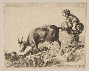 Tavla 14: herdinna som vallar getter, ca. 1641. av Stefano della Bella
