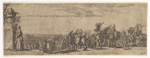 Plåt 1: Den polska ambassadörens inträde i Rom, Medicis vapen till vänster, 1633. av Stefano della Bella