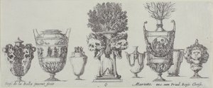Tallrik sex från Collection of Various Vases av Stefano della Bella
